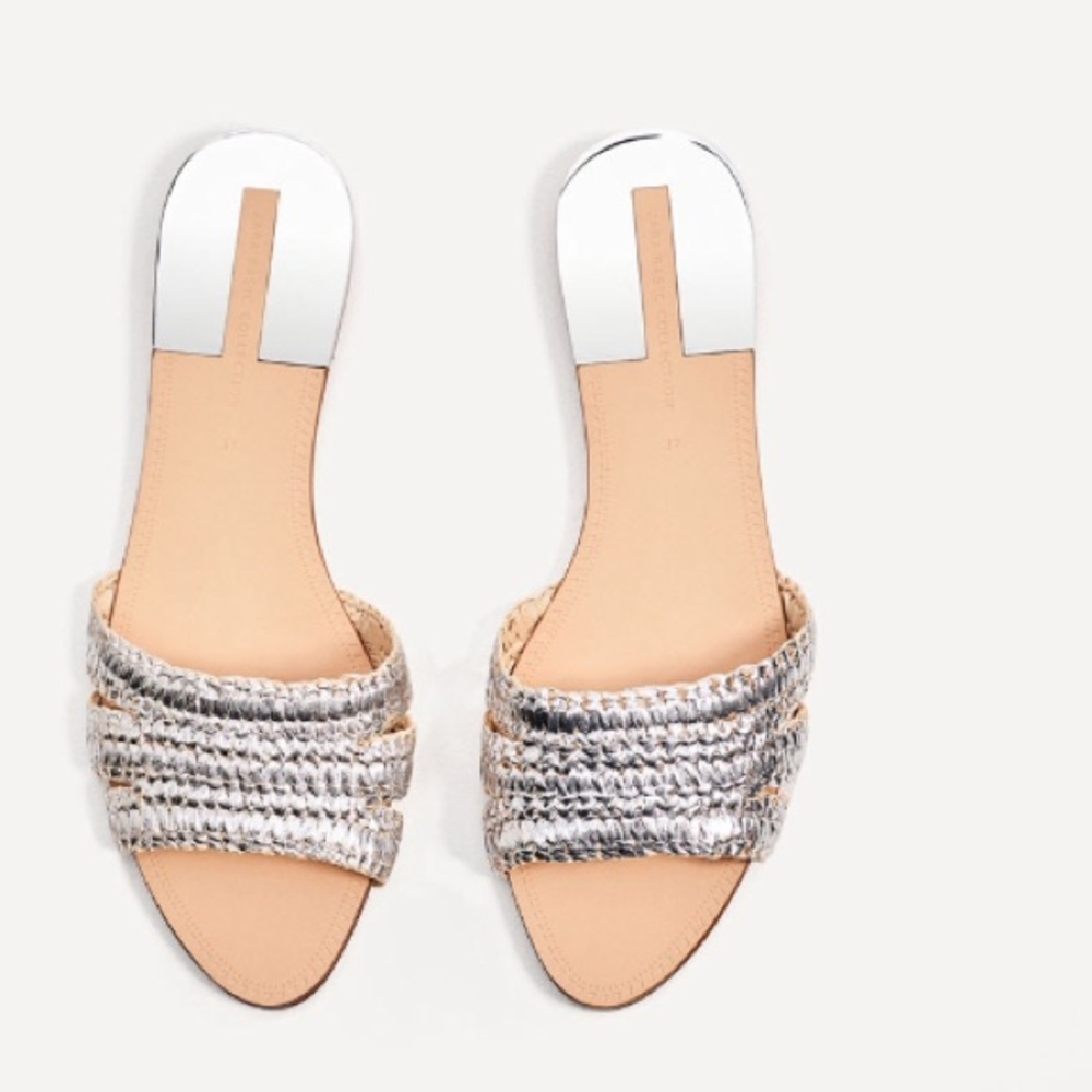 RETRO ZARA METALLIC BRAIDED SLIDES SANDAL BRAND …
